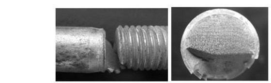 六角頭螺栓疲勞斷裂斷口形貌， 彩鋅螺栓疲勞斷裂斷口形貌