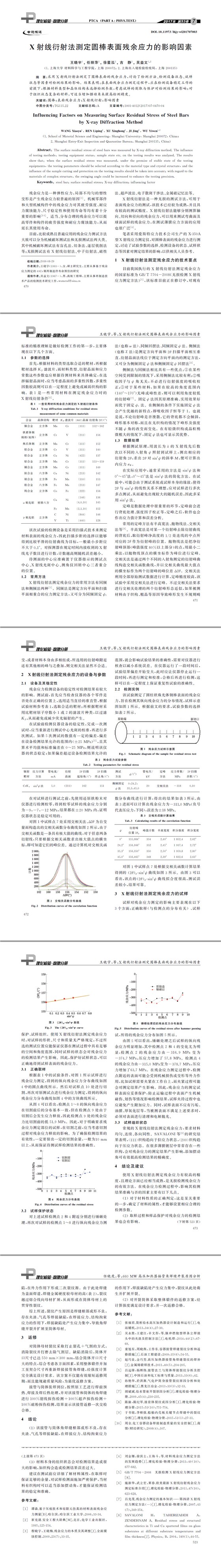 X射線(xiàn)衍射法測(cè)定圓棒表面殘余應(yīng)力的影響因素