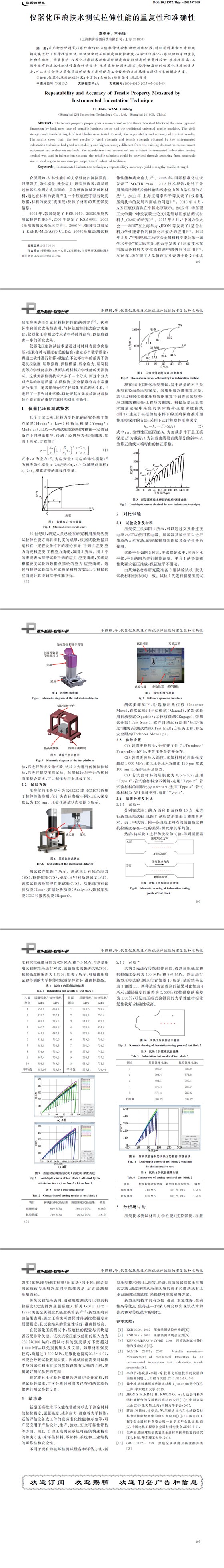 儀器化壓痕技術(shù)測試拉伸性能的重復性和準確性