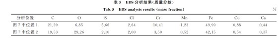 表５ EDS分析結(jié)果(質(zhì)量分?jǐn)?shù))