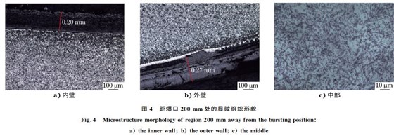 圖４ 距爆口２００mm 處的顯微組織形貌