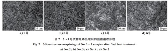 圖７ ２~５號試樣最終處理后的顯微組織形貌