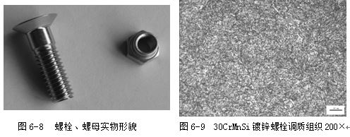 螺母實物形貌，30CrMnSi鍍鋅螺栓調(diào)質(zhì)組織200×