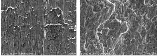 圖15-21 剪切斷裂形貌特征 圖15-22 剪切韌窩形貌特征