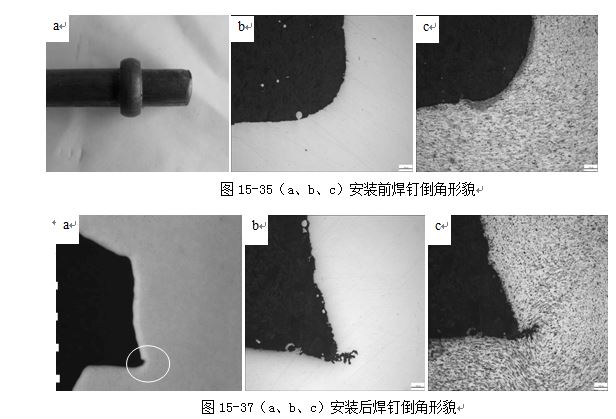 圖15-37（a、b、c）安裝后焊釘?shù)菇切蚊? /> 
</p>
<p style=