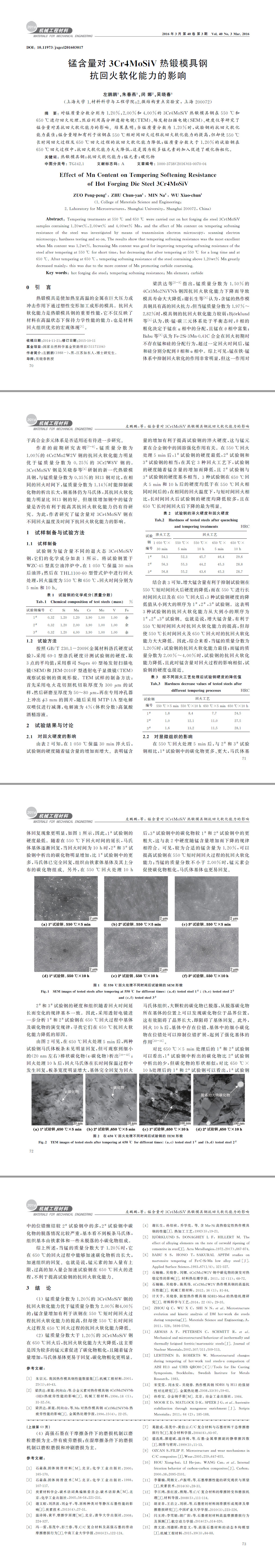 錳含量對3Cr4MoSiV熱鍛模具鋼抗回火軟化能力的影響