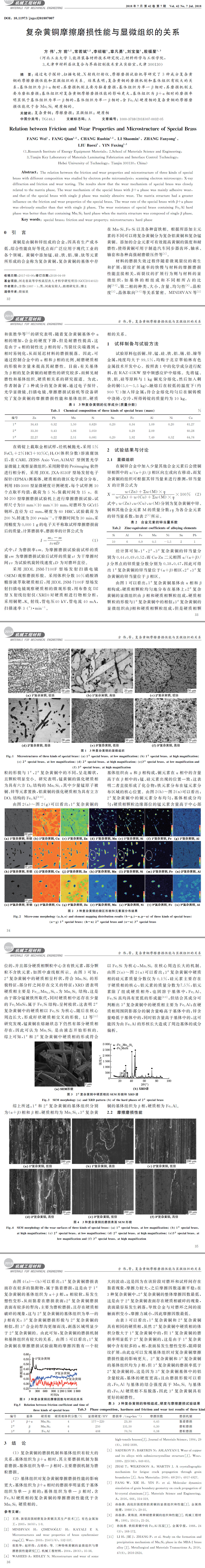 復雜黃銅摩擦磨損性能與顯微組織的關(guān)系